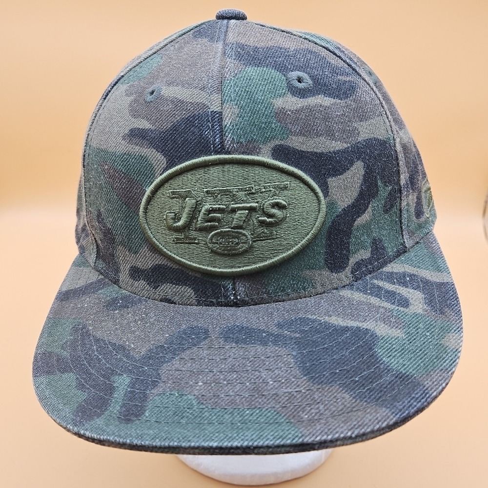New York Jets Hat Cap Reebok Fitted Size 7 1/2 Camo Green NFL Football - Picture 2 of 8